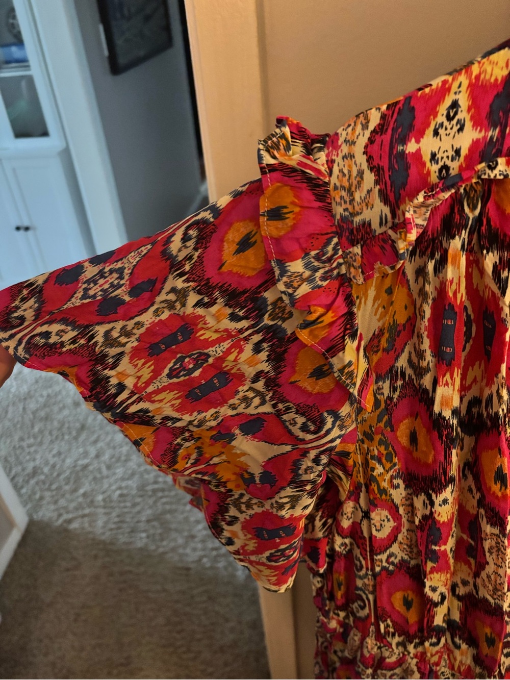 Chic Soul Pink & Yellow Printed Midi Dress - Picture 4 of 4